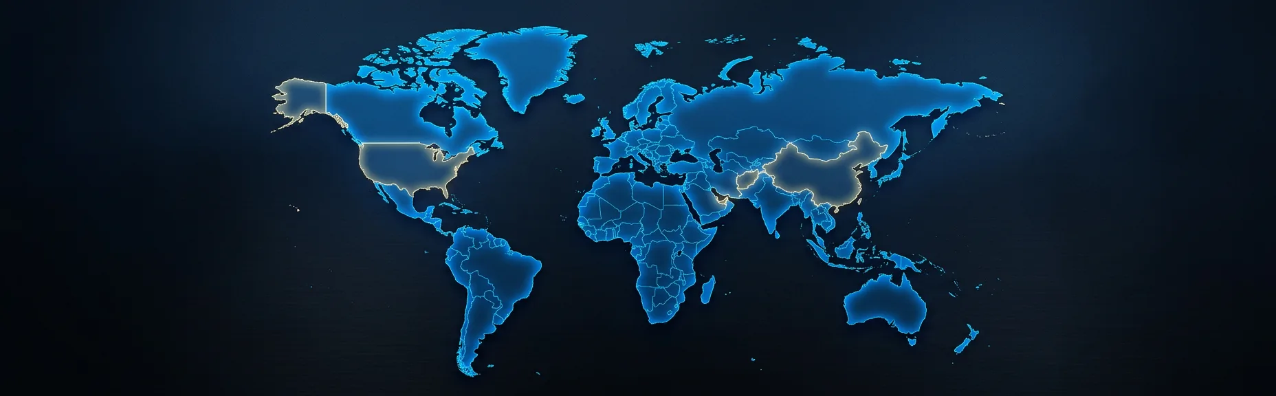High-contrast dark world map highlighting ZML Motors office and sourcing regions
